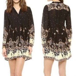 Free People Sierra Valley Paisley Shirt Dress